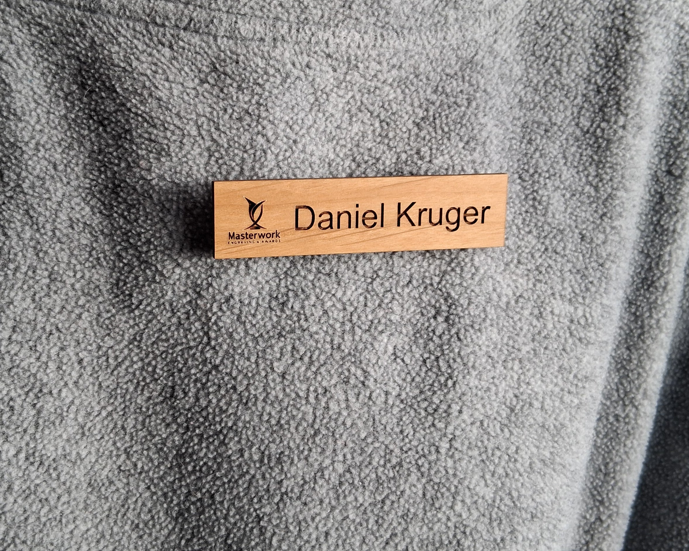 Custom engraved wood name tag, name badge